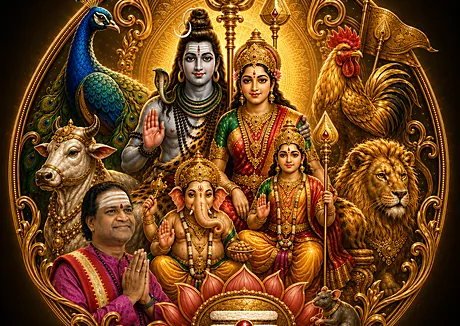 Sri Kumar Gurukkal in devotion to Lord Shiva’s family