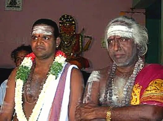 Sri Kumar Gurukkal with his guru Sri Pichai Sivachariyar